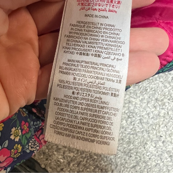 Mini Boden Puffer Coat Girls 4-5 Years Pink Blue Floral Toggle Winter Jacket - Picture 5 of 7